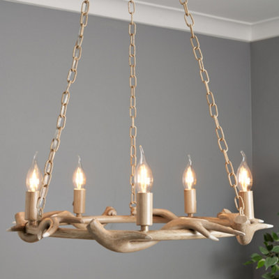 Litecraft Rein Natural Antler 5 Light Chandelier