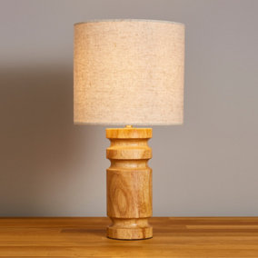 Litecraft Roland Natural 1 Light Wooden Base Table Lamp
