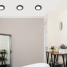 Litecraft Satin Black Magnetic Bezel For 6W Darly Bathroom Flush Ceiling Light