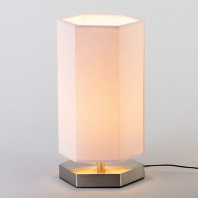 Litecraft Satin Chrome Hexagon Glow Kids LED Table Lamp