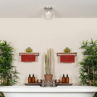 Litecraft Seren Chrome 2 Lamp Modern Bathroom Flush Ceiling Light with