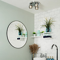 Litecraft Seren Chrome 3 Lamp Modern Bathroom Flush Ceiling Light with Smoke Glass Shades
