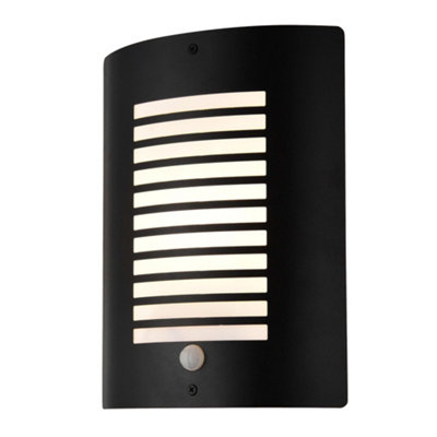 Litecraft Sigma Black Outdoor Wall Light with PIR Sensor