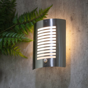 Litecraft Sigma Stainless Steel Outdoor Wall Light with PIR Sensor