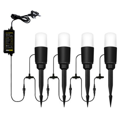 Litecraft Sitka Black 3W LED Outdoor 4 x Pathway Spike Light Kit with 5m Cable