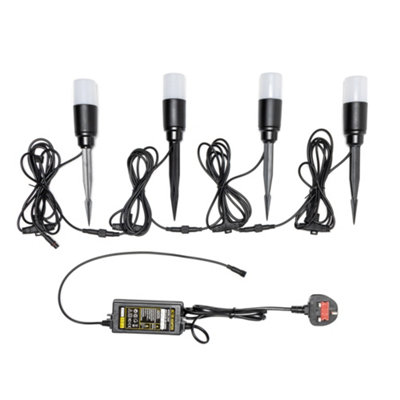 Litecraft Sitka Black 3W LED Outdoor 6 x Pathway Spike Light Kit with Photocell Sensor