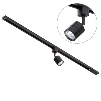 Litecraft Soho Black 1 Head 1m Straight Kitchen Ceiling Light with LED Bulbs