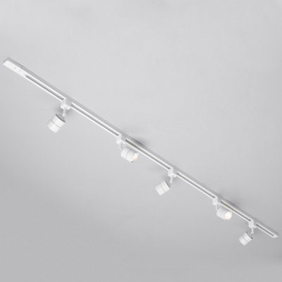 Litecraft Soho White 5 Head 2m Straight Kitchen Ceiling Light with LED Bulbs