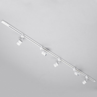 Litecraft Soho White 5 Head 2m Straight Kitchen Ceiling Light with LED Bulbs