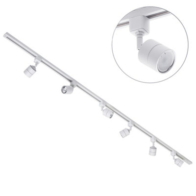 Litecraft Soho White 6 Head 2m Straight Kitchen Ceiling Light with LED Bulbs