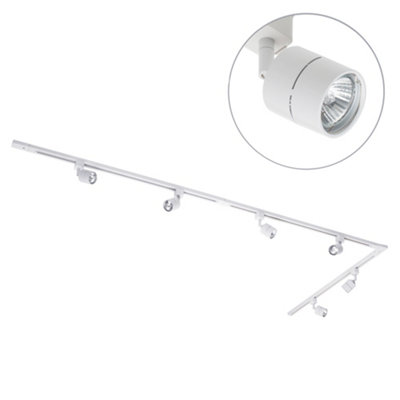 Litecraft Soho White 6 Head 3m Long L Shape Kitchen Ceiling Light with LED Bulbs