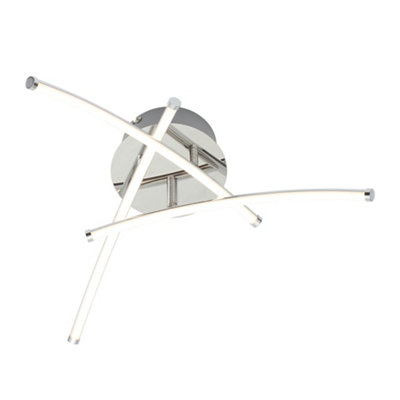 Litecraft Stema Silver 3 Arm LED Flush Ceiling Light