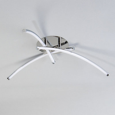 Litecraft Stema Silver 3 Arm LED Flush Ceiling Light