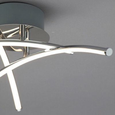 Litecraft Stema Silver 3 Arm LED Flush Ceiling Light