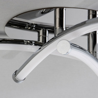 Litecraft Stema Silver 3 Arm LED Flush Ceiling Light