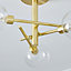 Litecraft Supa Brass 3 Arm Stick Semi-Flush Ceiling Light