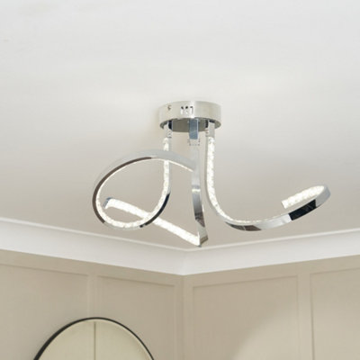 Litecraft Swirl Chrome 3 Arm LED Semi Flush