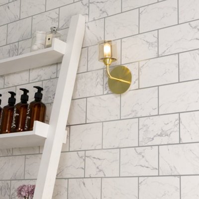 Litecraft Sylvia 1 Light Bathroom Wall Light - Satin Brass