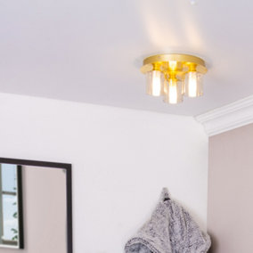 Litecraft Sylvia Brass 3 Lamp Bathroom Ceiling Light