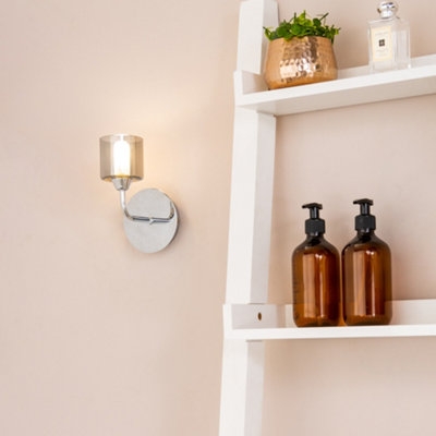 Litecraft Sylvia Chrome Bathroom Wall Light with Smoke Shade | DIY at B&Q