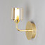 Litecraft Sylvia Satin Brass Bathroom Wall Light with Champagne Shade