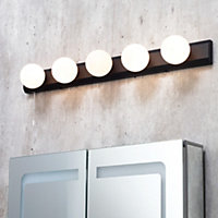 Litecraft Tasmieno Black 5 Lamp Hollywood Style Bathroom Wall Light