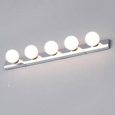 Litecraft Tasmieno Chrome 5 Lamp Hollywood Style Bathroom Wall Light