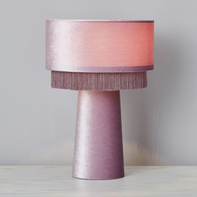 Litecraft Tess Lilac 1 Light Fringed Table Lamp