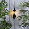 Litecraft Thera Black 1 Lamp Traditional Outdoor Wall Light with PIR Sensor