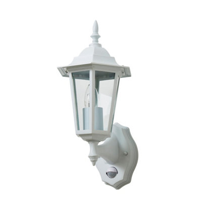 Litecraft Thera White 1 Lamp Traditional Outdoor Wall Light with PIR Sensor