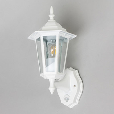 Litecraft Thera White 1 Lamp Traditional Outdoor Wall Light with PIR Sensor