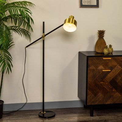 Cantilever floor store lamp brass