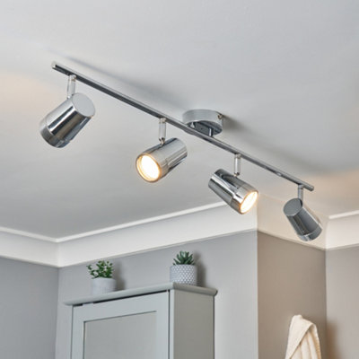 Litecraft Trisha Chrome 4 Light Bathroom Ceiling Spotlight Bar