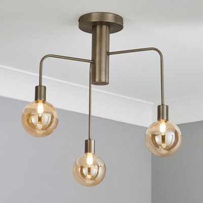 Litecraft Triss Pewter 3 Lamp Ceiling Light