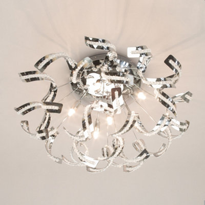 Litecraft Twirl Chrome 6 Lamp Modern Ceiling Light