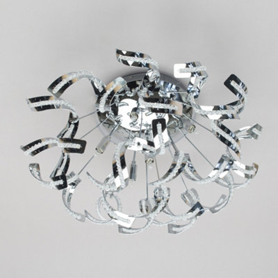 Litecraft Twirl Chrome 6 Lamp Modern Ceiling Light