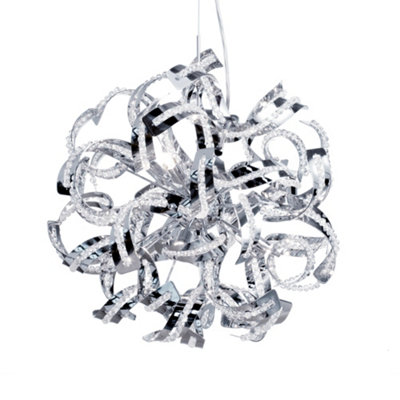Litecraft Twirl Chrome 6 Lamp Modern Ceiling Pendant Light