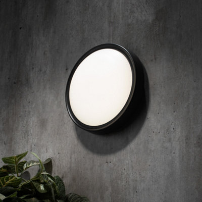 Litecraft Upton Black Circular Outdoor LED Wall Light