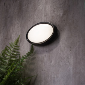 Litecraft Upton Black Oval Outdoor LED Wall Light