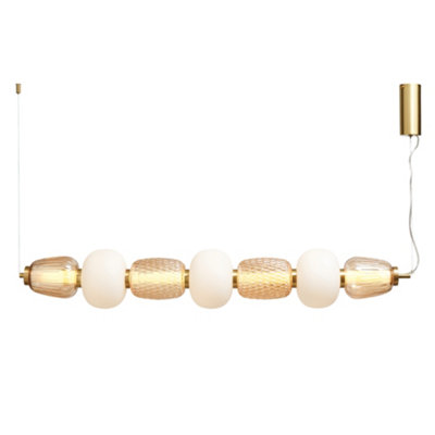 Litecraft Visconte Edvin Satin Brass 7 Light Glass Diner Bar