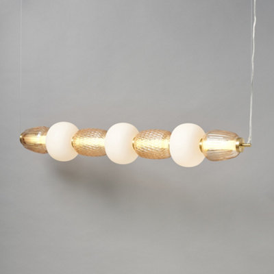 Litecraft Visconte Edvin Satin Brass 7 Light Glass Diner Bar