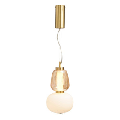 Litecraft Visconte Edvin Satin Brass Glass Ceiling Pendant