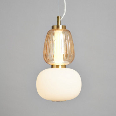 Litecraft Visconte Edvin Satin Brass Glass Ceiling Pendant