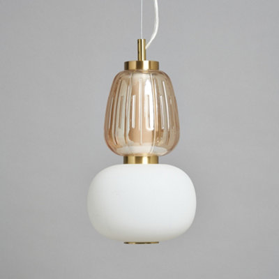 Litecraft Visconte Edvin Satin Brass Glass Ceiling Pendant