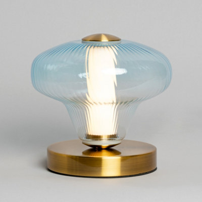 Litecraft Visconte Elias Sky Blue LED Glass Table Lamp