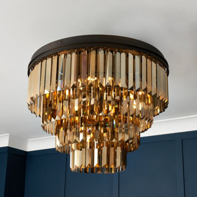 Litecraft Visconte Ingot Bronze 4 Tier Flush Ceiling Light
