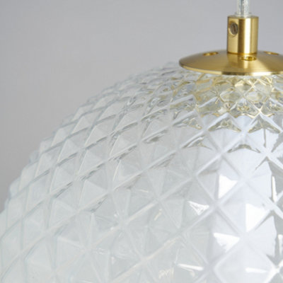 Litecraft Visconte Oskar Satin Brass LED Glass Ceiling Pendant