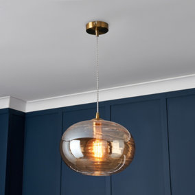 Litecraft Visconte Sarno Champagne Tint Oval Ceiling Pendant