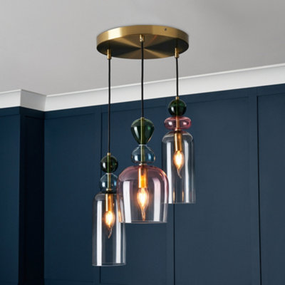 Litecraft Visconte Vietri Brass 3 Light Cluster Pendant