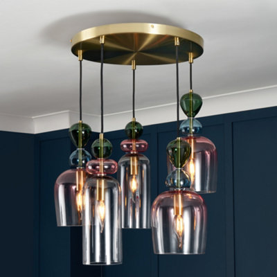 Litecraft Visconte Vietri Brass 5 Light Cluster Pendant